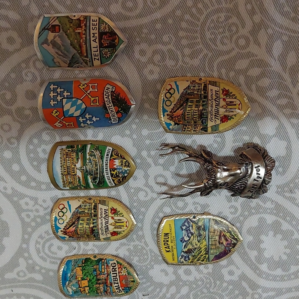 German Hiking Stick Tourist Medalions Vintage